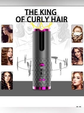 Cordless Auto Hair Curler – Ceramic Rotating Curling Iron new
